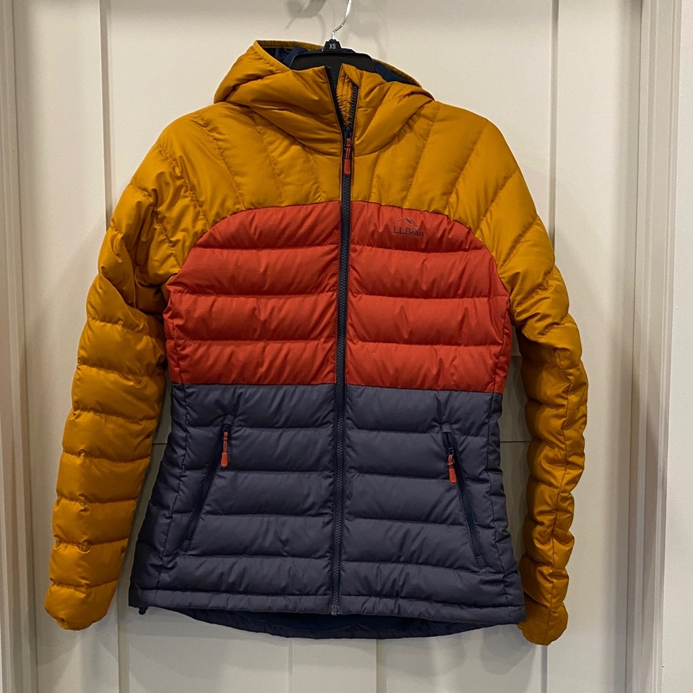 L.L. Bean Navy and Gold Down Puffer Jacket